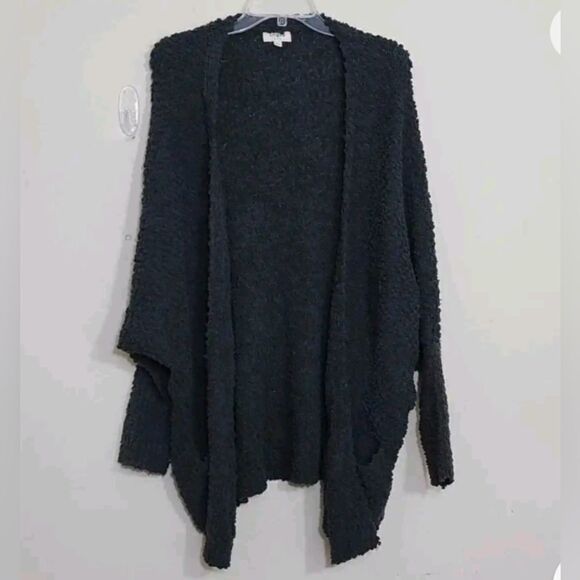 Umgee Women's Open Cardigan Pop Corn Texture Grey  Size L - Picture 2 of 7